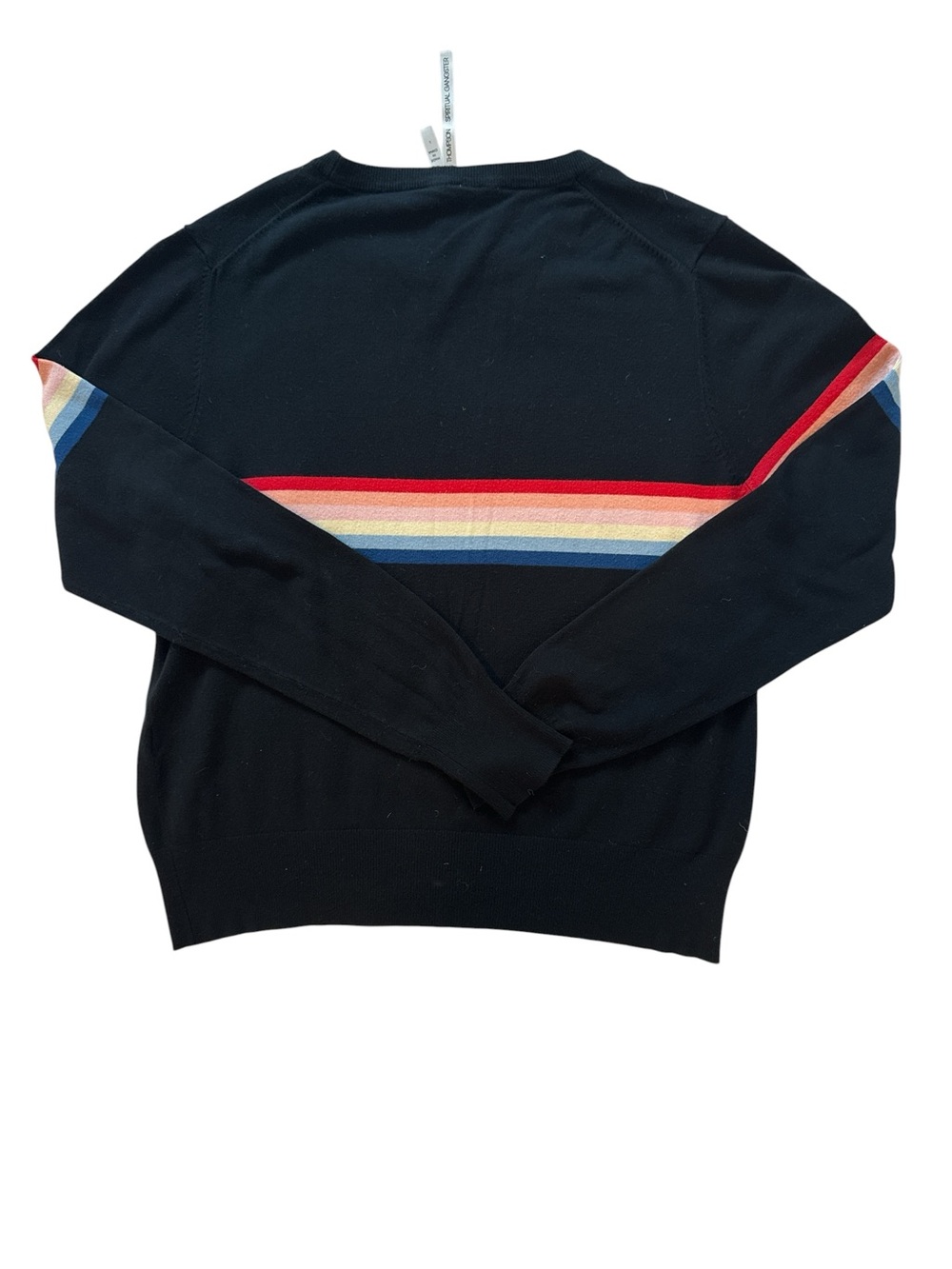Spiritual Gangster x Madeleine Thompson Rainbow Stripe Knit Black Lightweight  L - Picture 2 of 8
